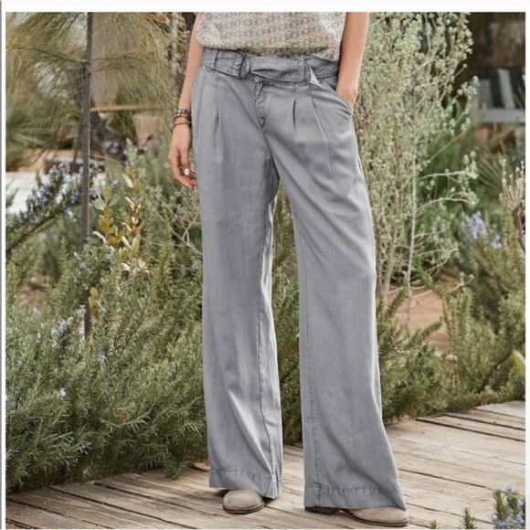 ▶️ Sundance ◀️  Tencel Grey Wide Leg Pants Sz 8 petite - Picture 3 of 14